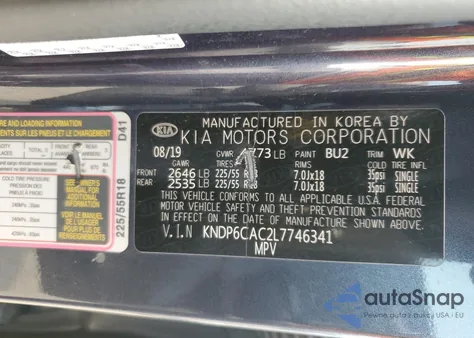 2020 Kia Sportage S из США, поврежденный, VIN KNDP6CAC2L7746341